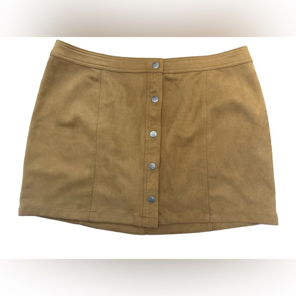 Faux Suede Button-Down Skirt - Picture 2 of 3